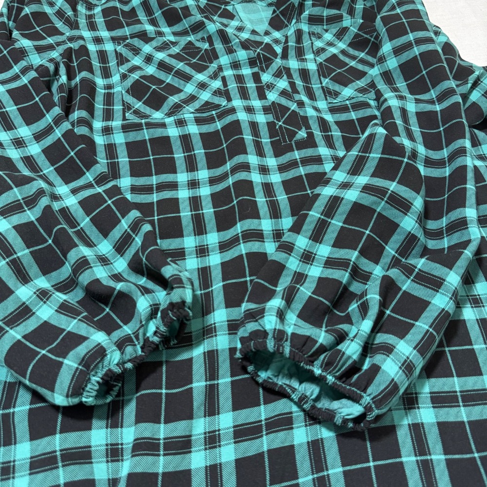 Torrid Harper Plaid Teal V-Neck Blouse | Officecore Grunge Plus Size 2 - Picture 12 of 12